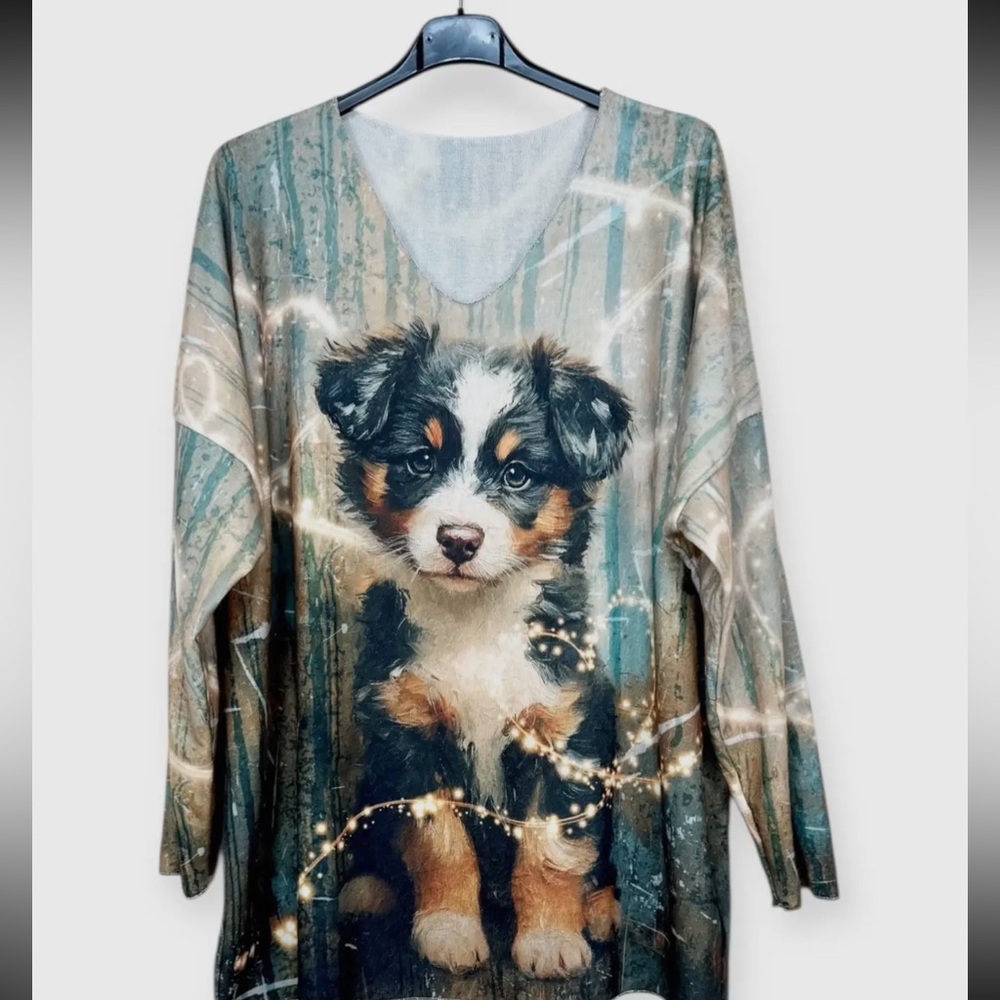 MADE IN ITALY 🇮🇹 ShopEvelynne V-Neck Sweater with Puppy Design